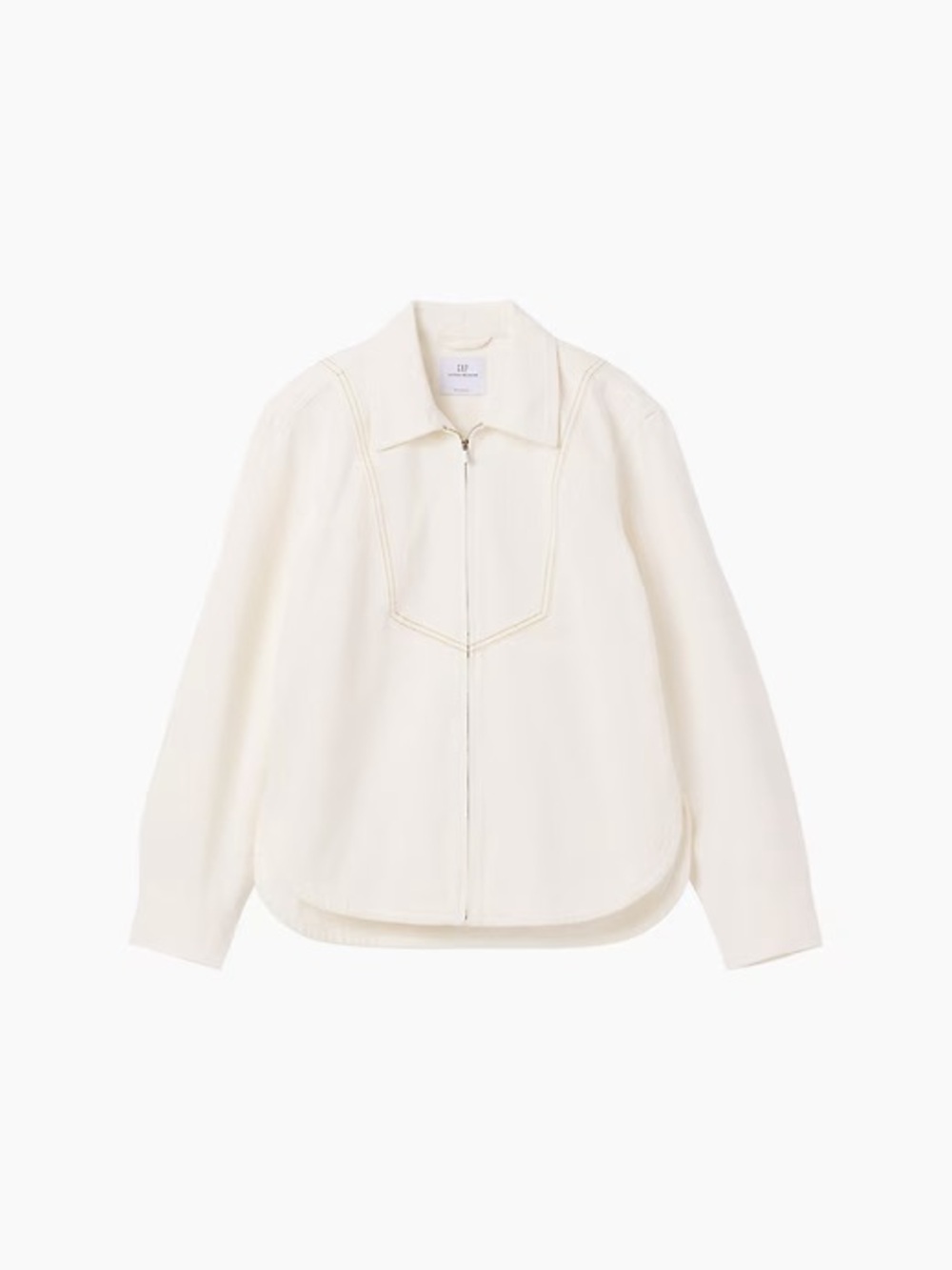 Gap x Victoria Beckham Denim Zip Shirt in White, size M - Picture 2 of 8
